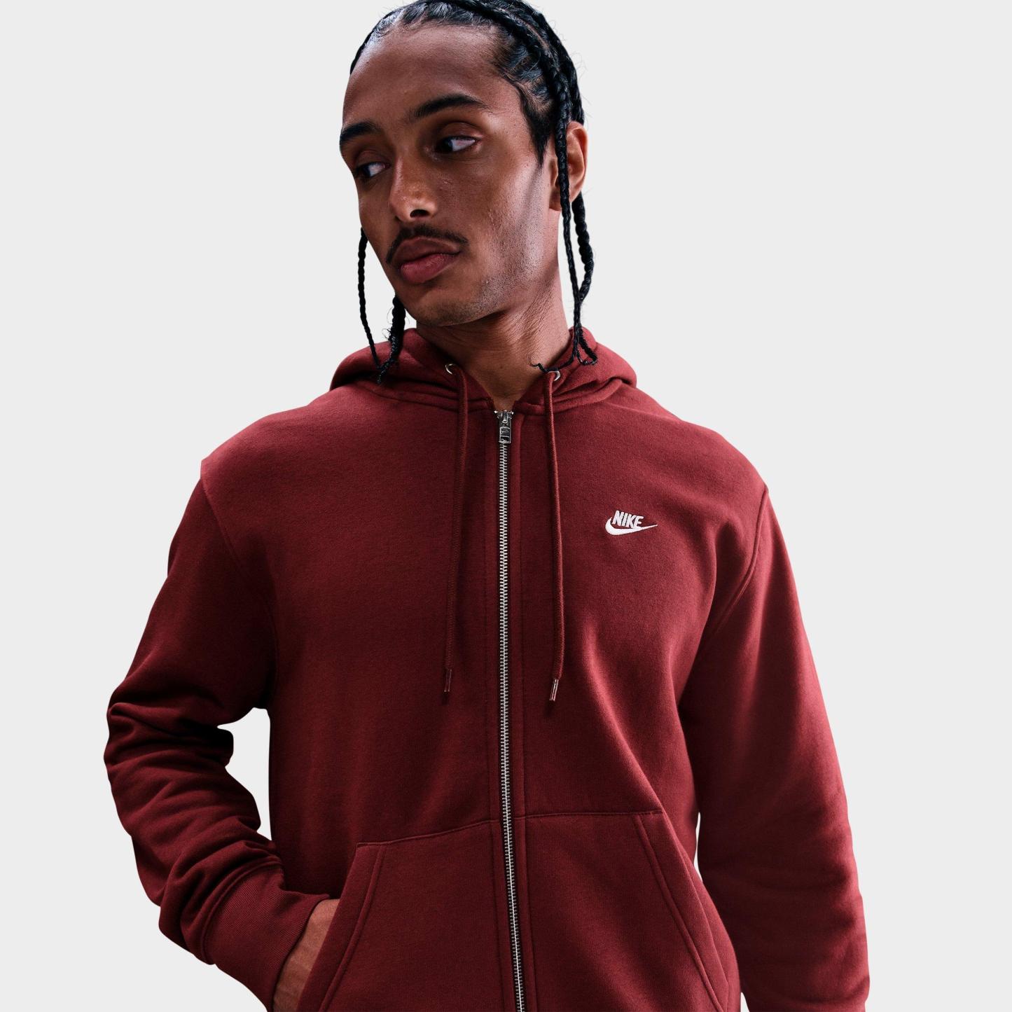 Men's Nithtke Club Fleece Embroidered Premium Full-Zip Hoodie - Part 1 - Dark Team Red/Dark Team Red/White