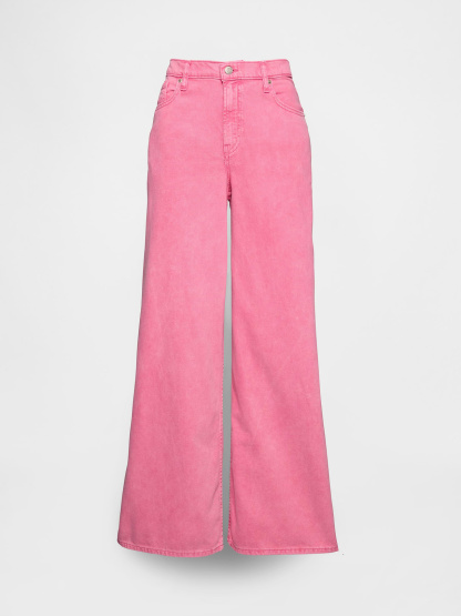 Mid Rise Denim Stripe Baggy Jeans - Sugar pink