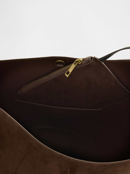Vegan Suede Bucket Bag - Chocolate cake brown