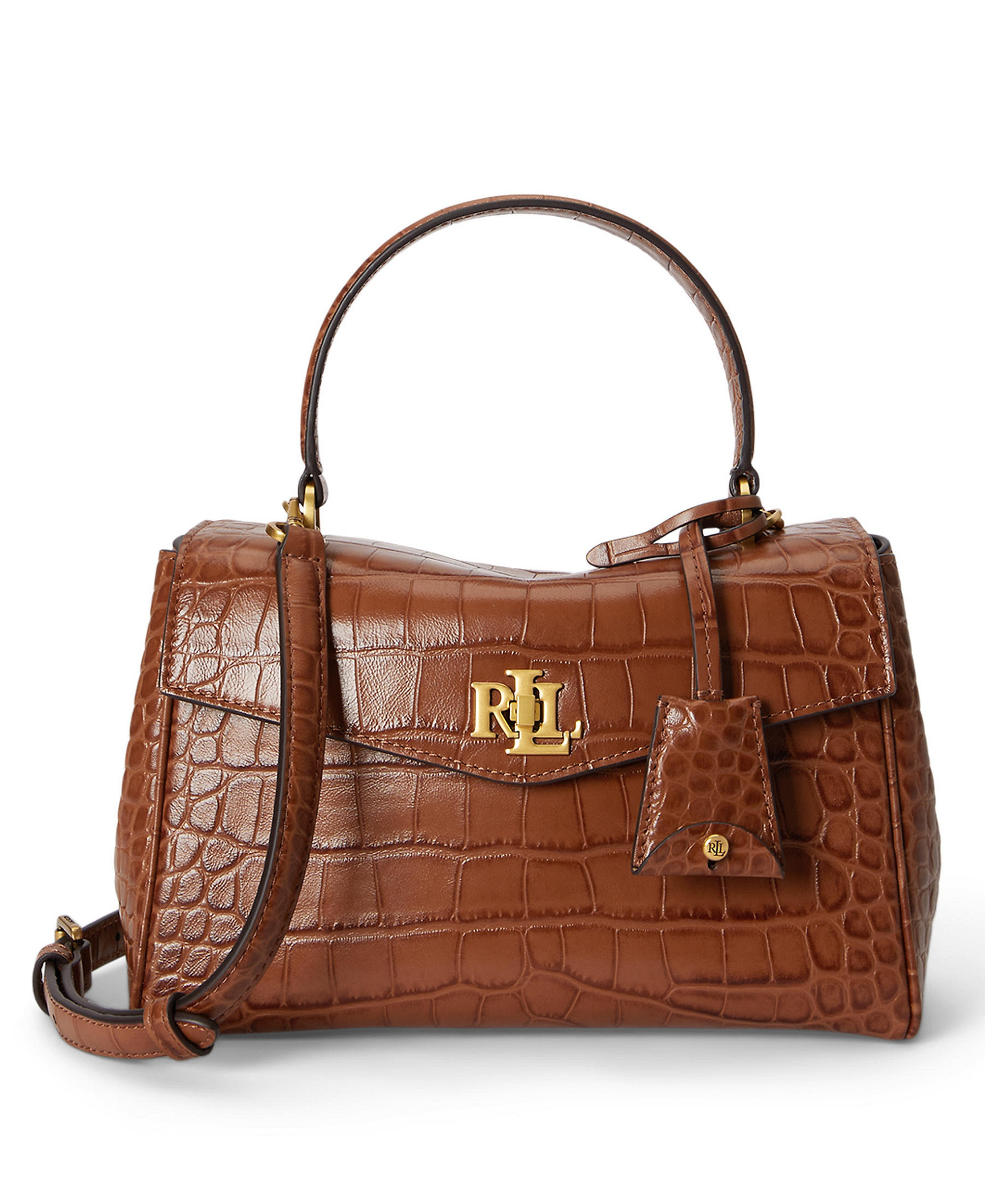 Lauren Ralph Lauren Farrah Embossed Small Soft Satchel Handbag - Lauren Tan