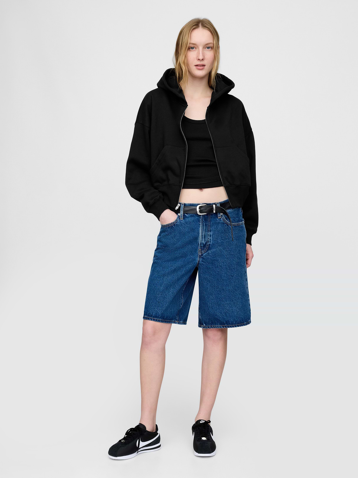 VintageSoft Wedge Zip Hoodie - True black