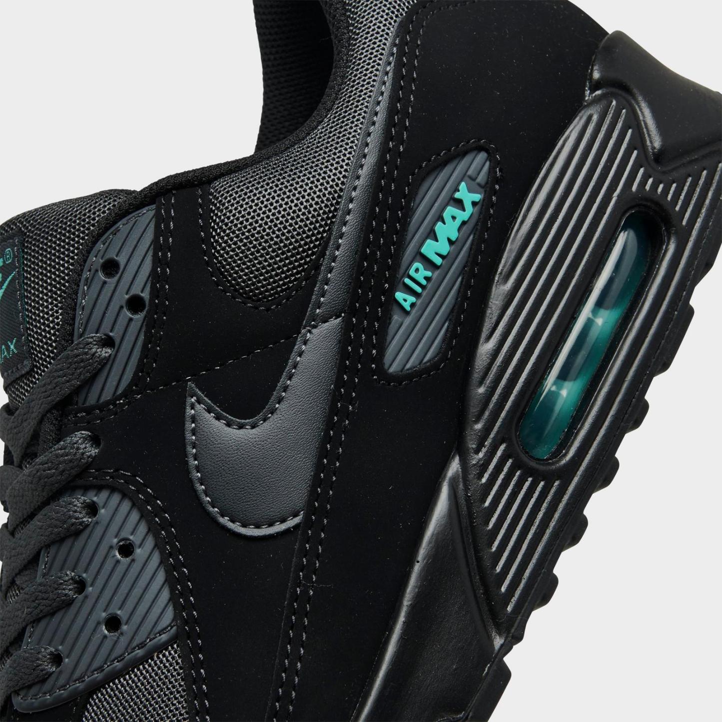 Men's Nike Air Max 90 Casual Shoes - Black/Anthracite/Aurora Green