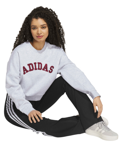 adidas Women's Chenille Logo Graphic Sweatshirt - Light Gray Heather
