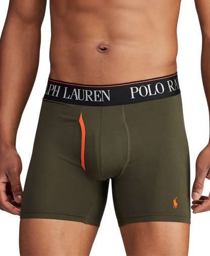 Polo Ralph Lauren Men's 3-Pack 4-D Flex Cool Microfiber Boxer Briefs - Black/Orange/Green