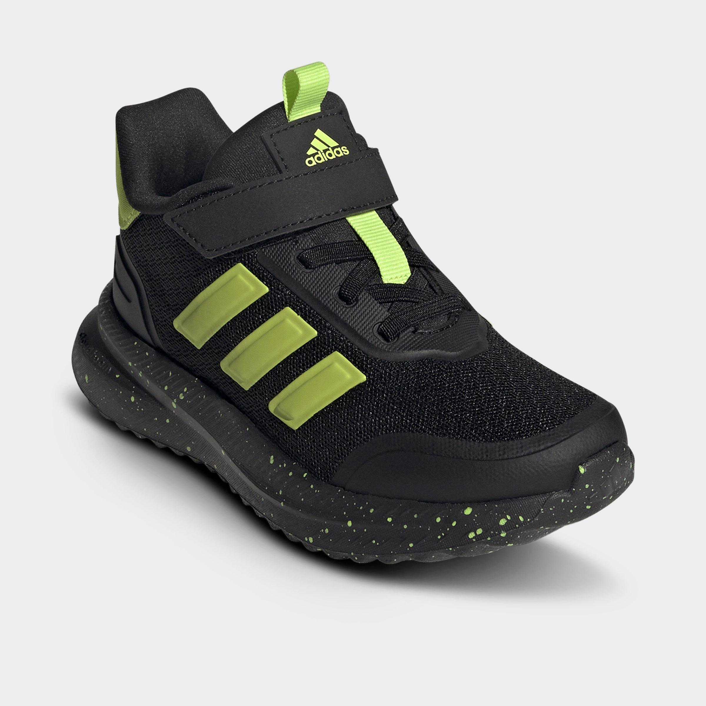 Little Kids' adidas X_PLR Path Hook-And-Loop Stretch Lace Casual Shoes - Core Black/Solar Slime/Solar Slime - Both shoes facing left