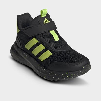 Little Kids' adidas X_PLR Path Hook-And-Loop Stretch Lace Casual Shoes - Core Black/Solar Slime/Solar Slime - Both shoes facing left