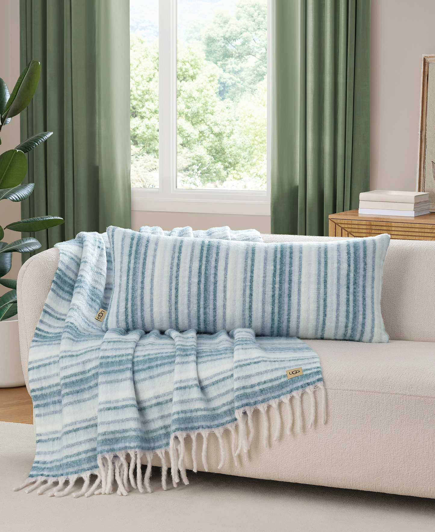UGG® Joana Striped Throw, 50" x 70" - Silver Blue