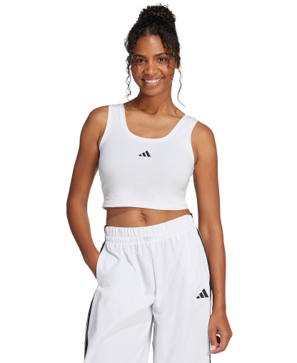 adidas Women's Essentials Small Logo Cotton Tank Top - White/Black