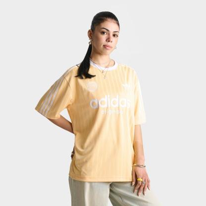 Women's adidas Originals 3 Stripes Oversized Soccer Jersey T-Shirt - Orange Tint - view 1