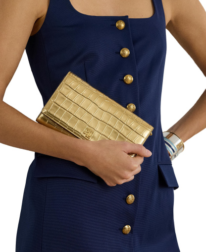 Lauren Ralph Lauren Adair II Small Croc-Embossed Crossbody Bag - Modern Gold