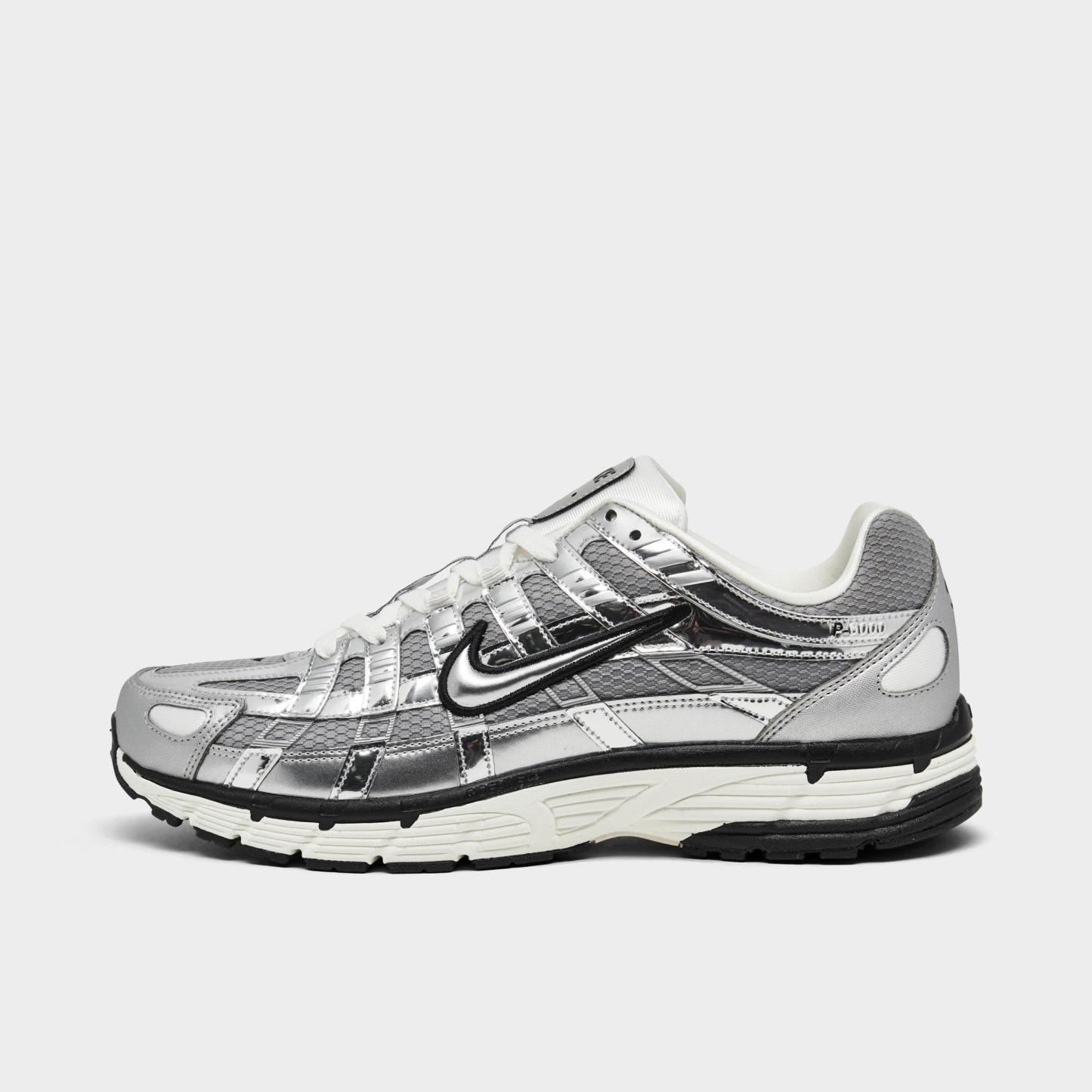 Men's Nithtke P-6000 Casual Shoes - Part 2 - Metallic Silver/Sail/Black/Metallic Silver - Left shoe facing left. Outside of the shoe.