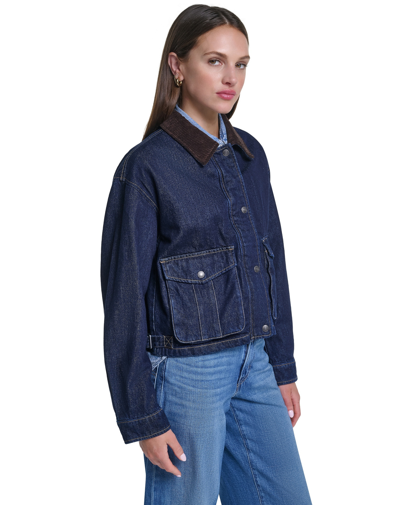 Levi's Women's Cropped Cotton Corduroy-Collar Barn Jacket - Rinse Wash
