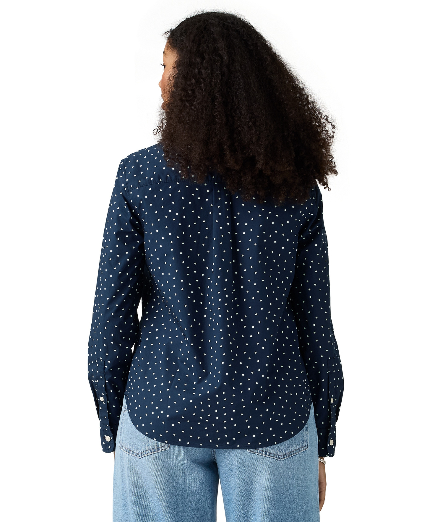 Levi's Women's Carlile Classic Poplin Long-Sleeve Shirt - Inga Dot Navy Blazer