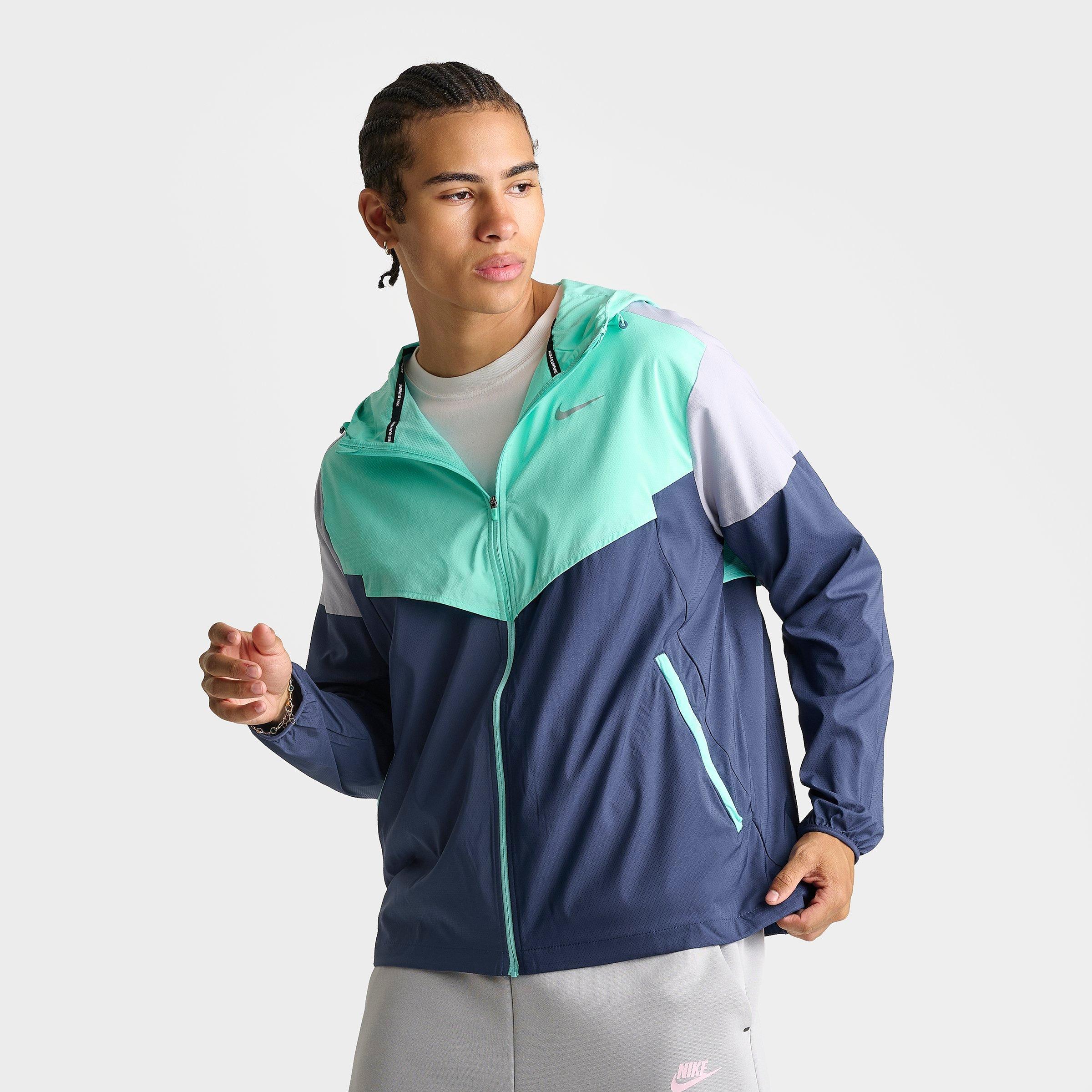 Men's Nithtke Impossibly Light Windrunner Running Jacket - Midnight Navy/Hyper Turquoise/Wolf Grey