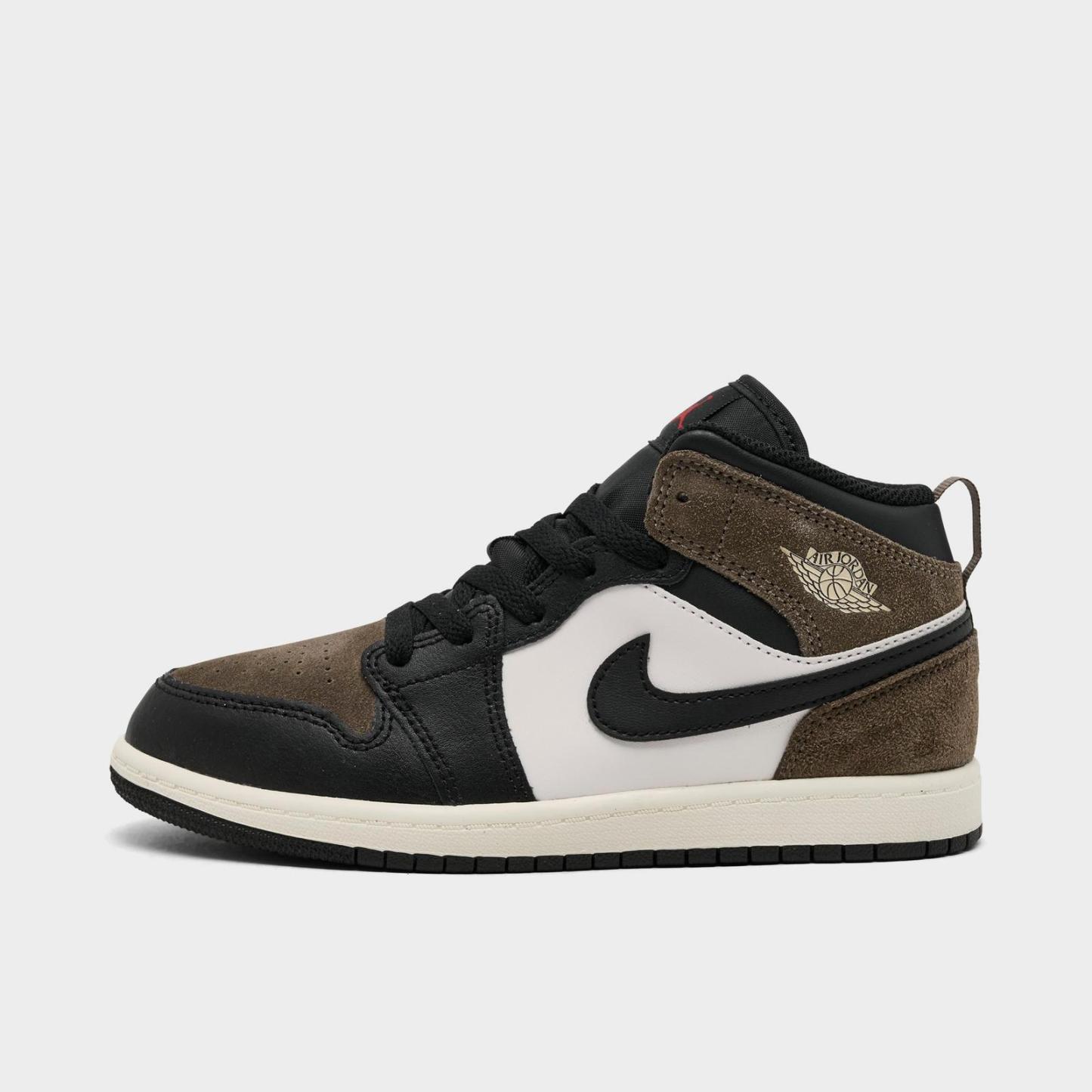Little Kids' Air Jordan Retro 1 Mid Casual Shoes - Black/Phantom/Palomino - view 1