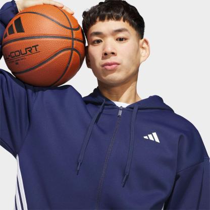 Men's adidas Basketball Crazy Warm Full-Zip Hoodie - Team Navy Blue/White