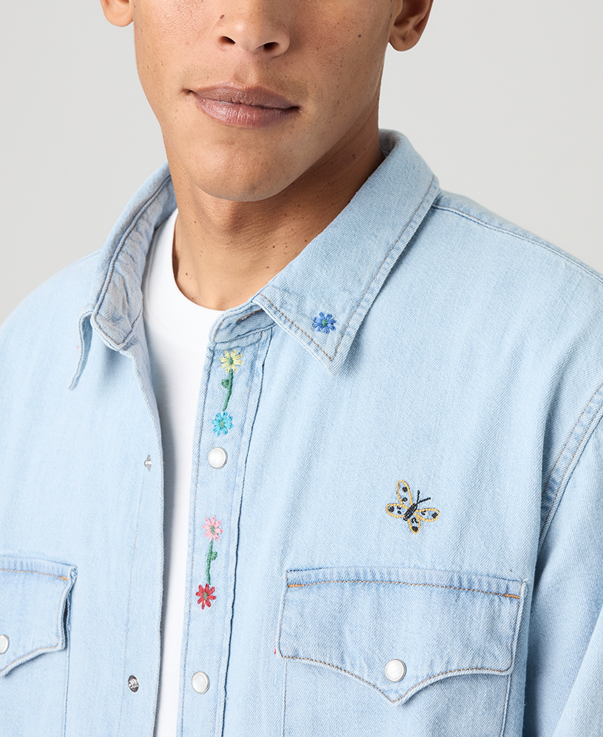 Levi's Men's Premium Relaxed-Fit Western Embroidered Shirt - Spring Flowers