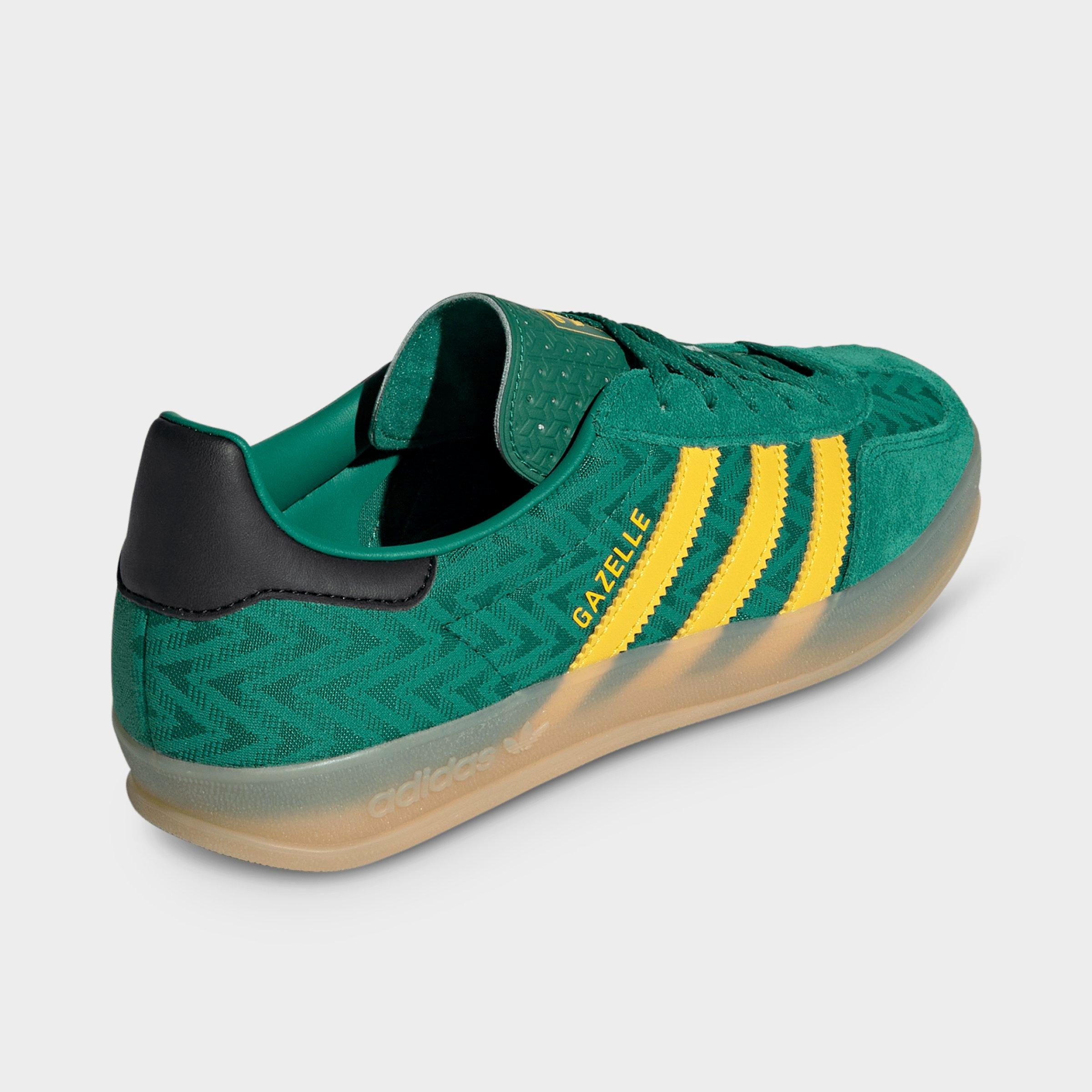 Women's adidas Originals Gazelle Indoor Casual Shoes - Bold Green/Eqt Yellow/Gum - Back view