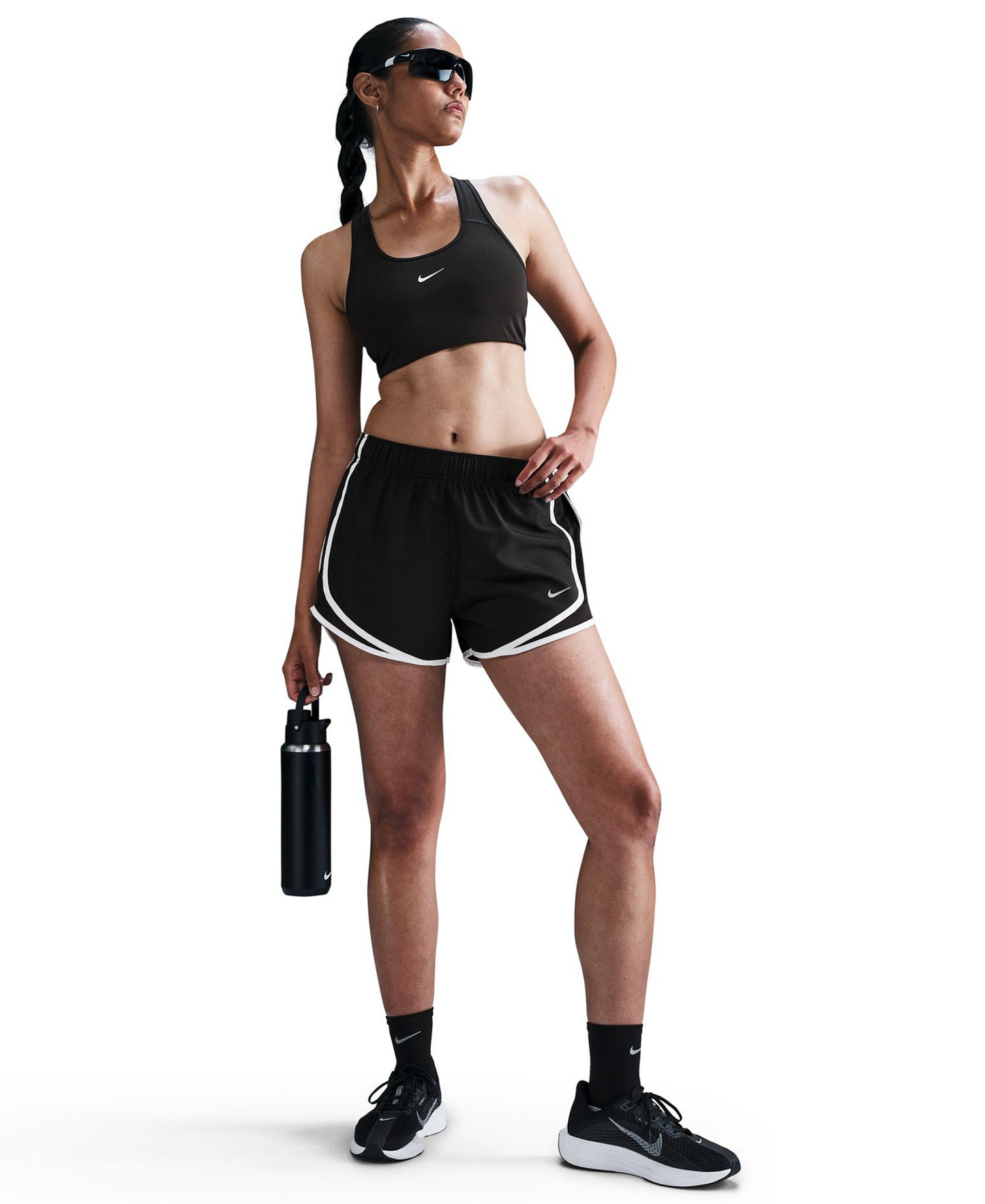 Nike Women's Tempo Dri-FIT Mid-Rise Running Shorts - Black/White