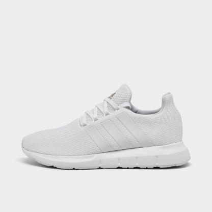 Women's adidas Swift Run 1.0 Casual Shoes - Cloud White/Cloud White/Gold Metallic - Left shoe facing left. Outside of the shoe.
