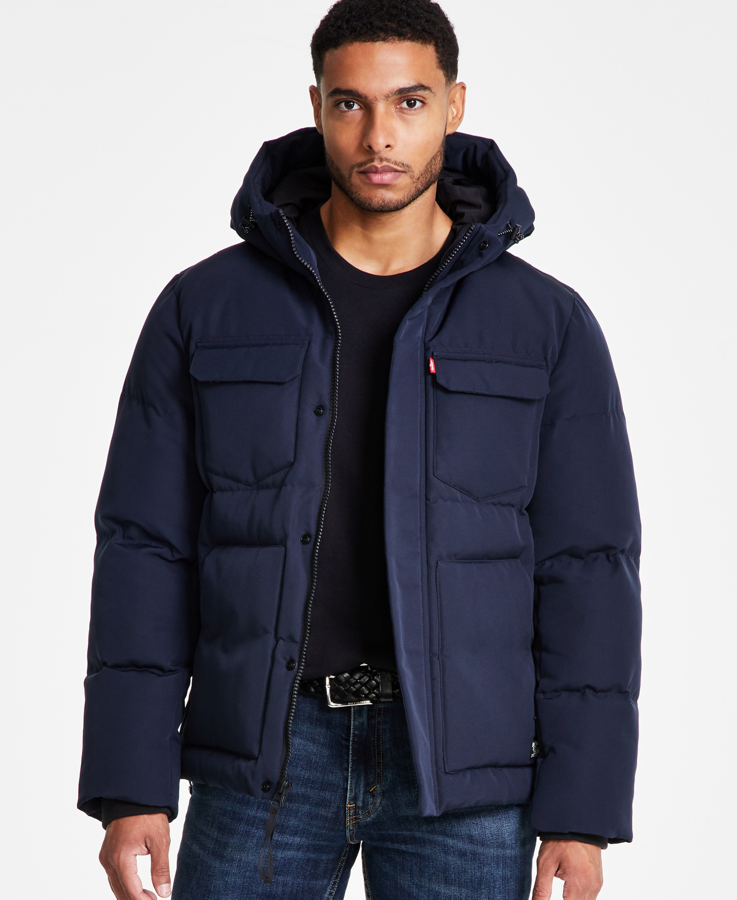 Levi's Men's Quilted Hooded Puffer Jacket - Midnight Navy
