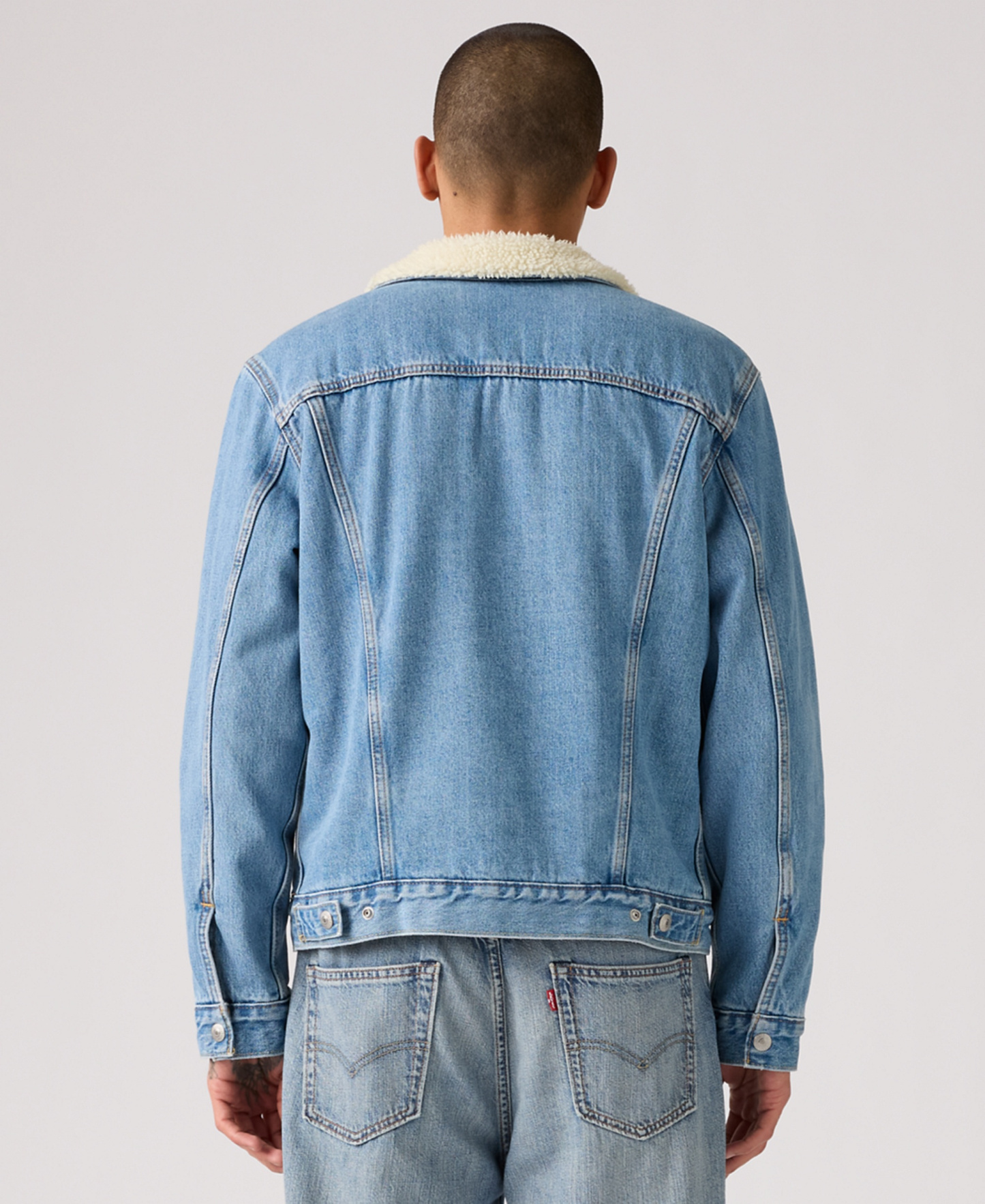 Levi's Men's Regular Fit Sherpa Denim Trucker Jacket - Lite Stonewash