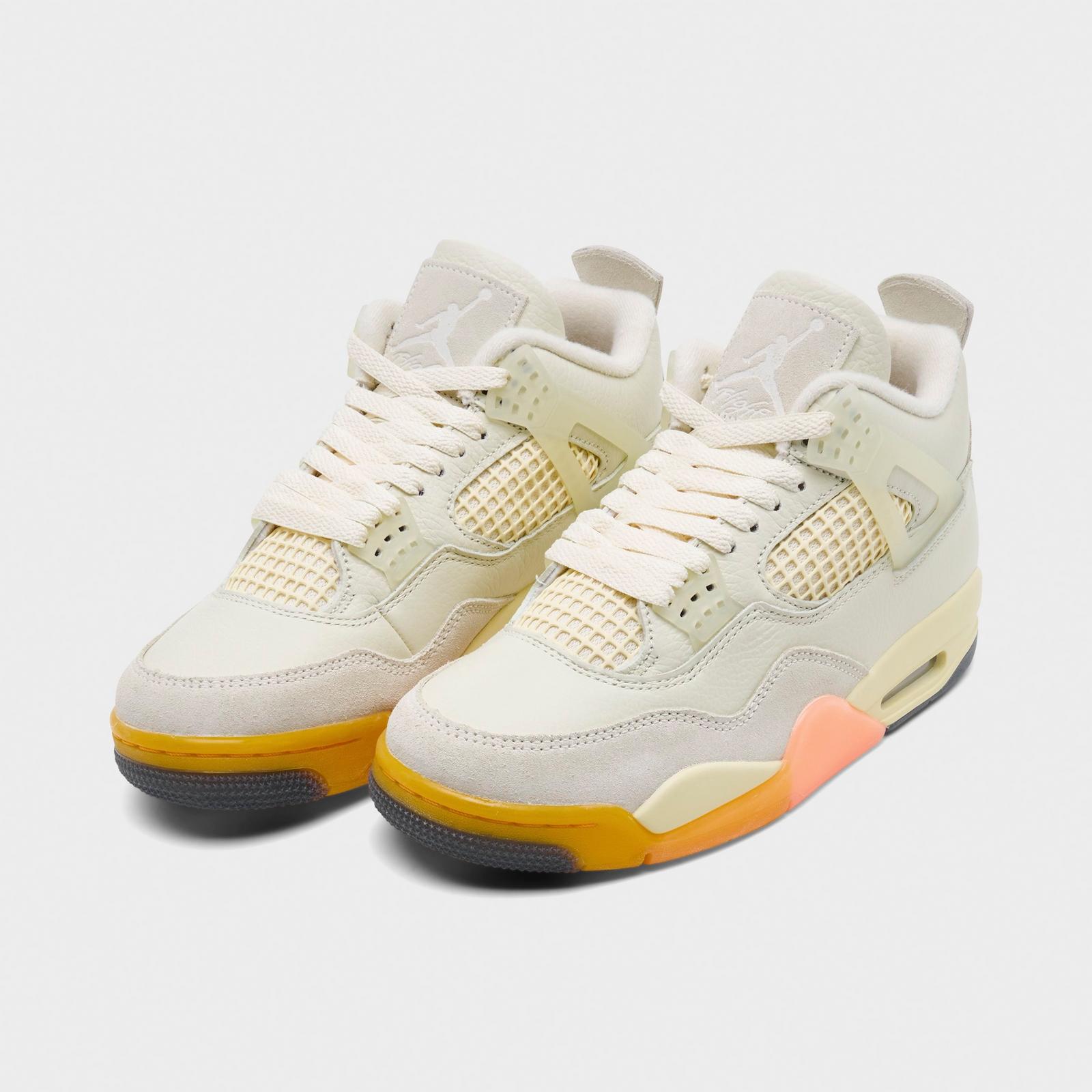 Women's Air Jordan Retro 4 Casual Shoes - Coconut Milk/Bright Mango/Bright Mango/Muslin - view 2