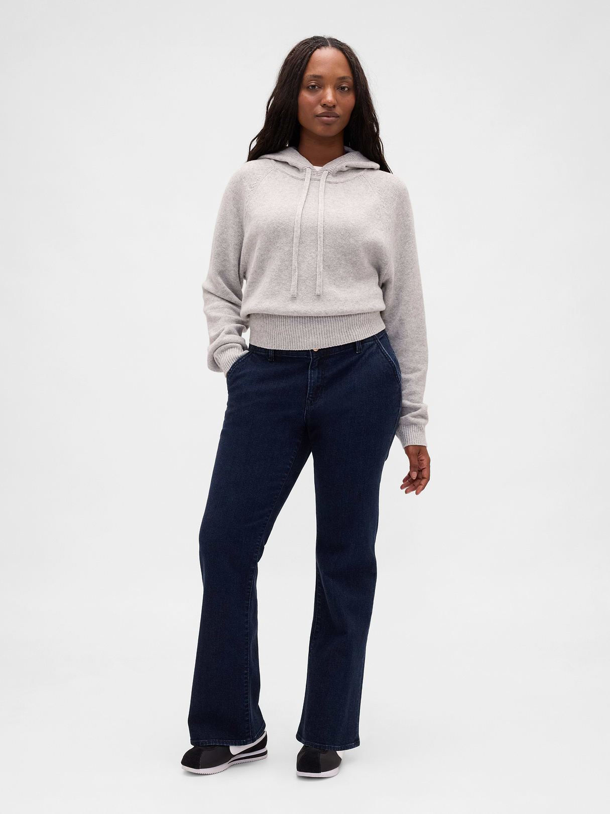 Low Rise Long & Lean Split-Hem Jeans - Dark rinse