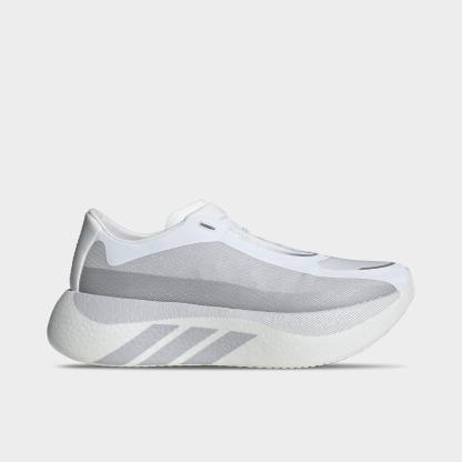 Men's adidas Hyperboost Edge Running Shoes - Part 2 - Cloud White/Light Solid Grey/Silver Metallic - Left shoe facing left. Outside of the shoe.
