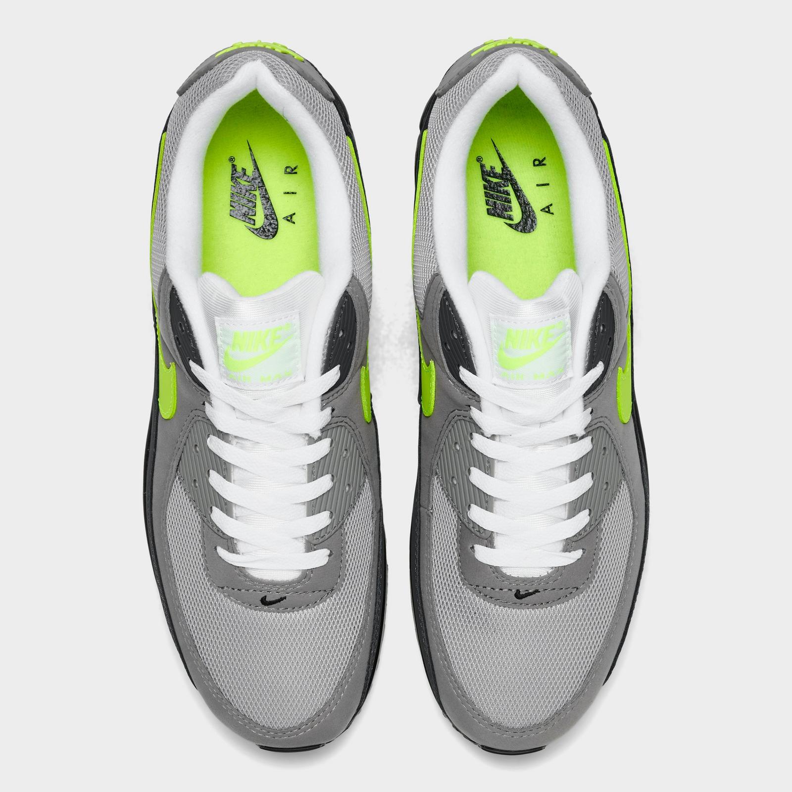 Men's Nike Air Max 90 Casual Shoes - Black/Neon Yellow/Anthracite/Light Charcoal/Pearl Grey/White
