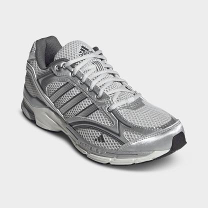 Men's adidas Spiritain 2000 Casual Shoes - Part 1 - Crystal White/Silver Metallic/Grey - Both shoes facing left