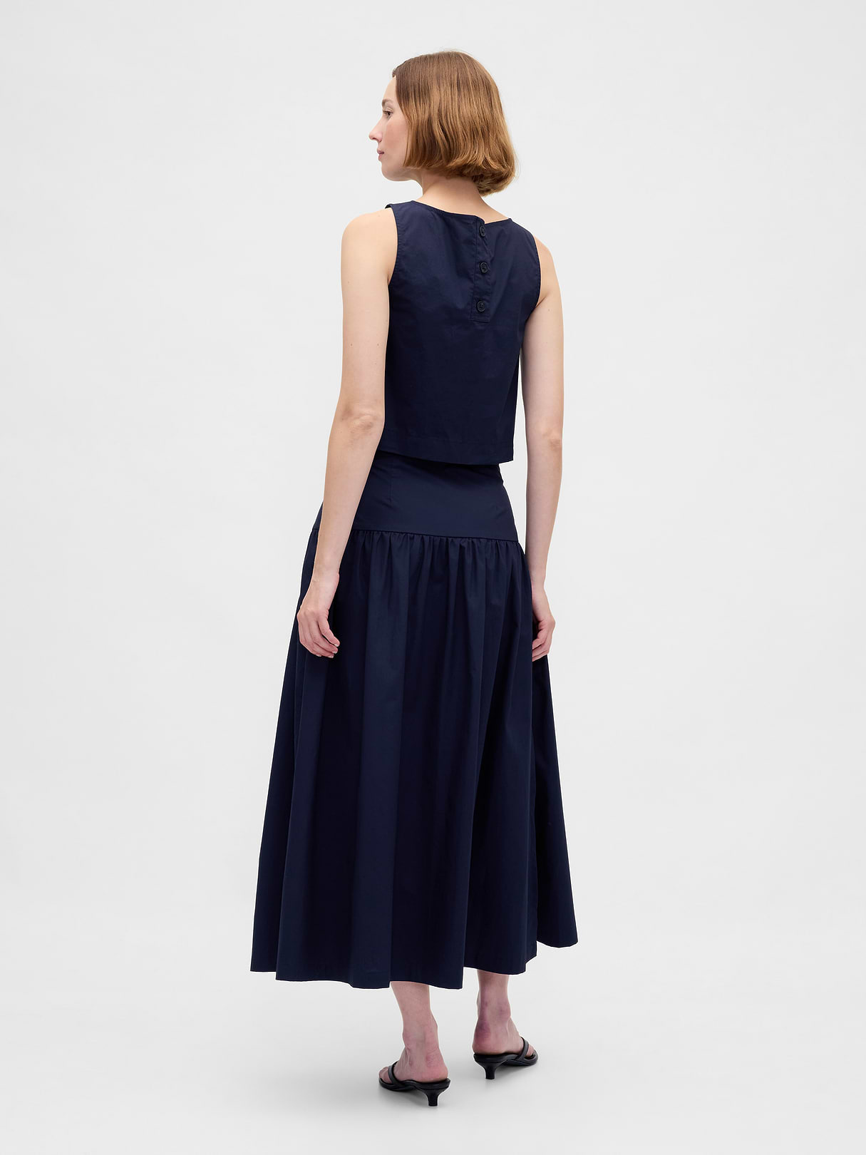 Poplin Drop-Waist Maxi Skirt - Dark blue night