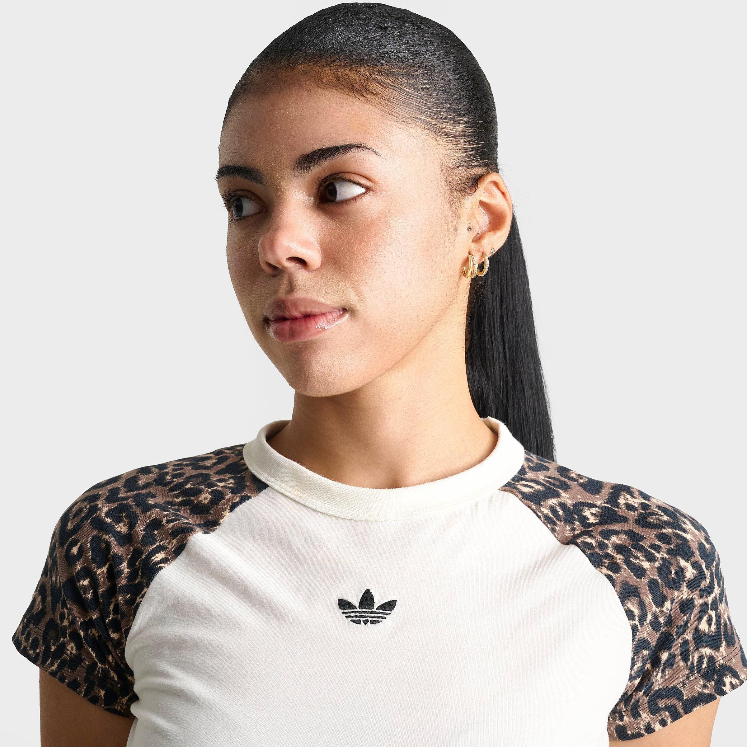 Women's adidas Originals Leopard Raglan Slim T-Shirt - Leopard/Off White