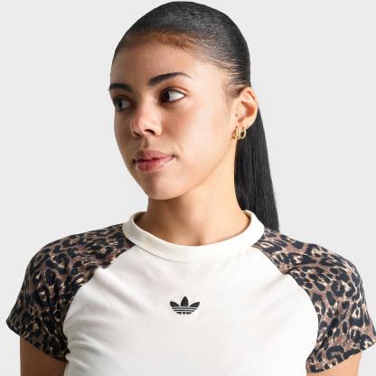 Women's adidas Originals Leopard Raglan Slim T-Shirt - Leopard/Off White