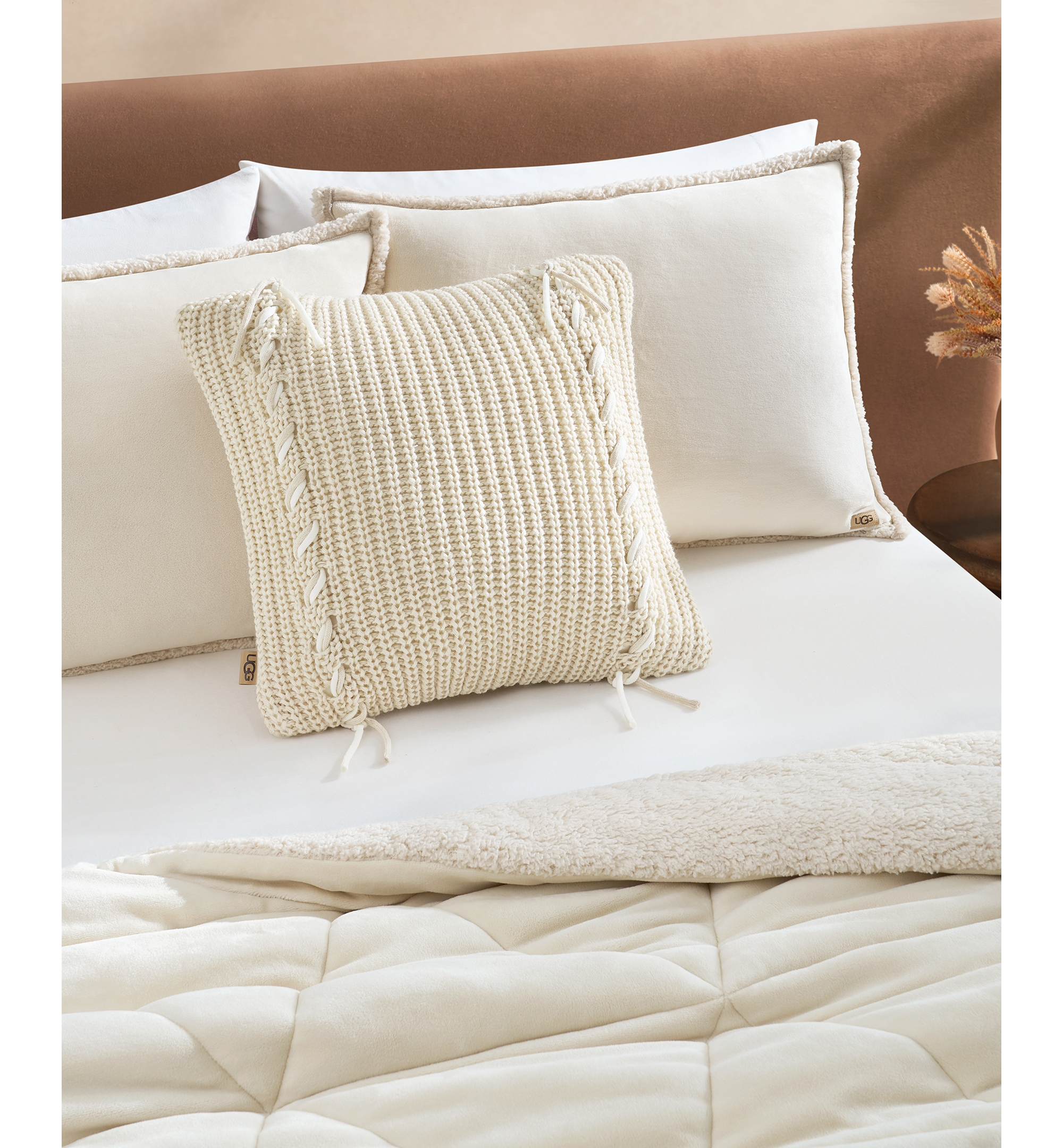 UGG® Merino Knit Decorative Pillow, 20" x 20" - Cream