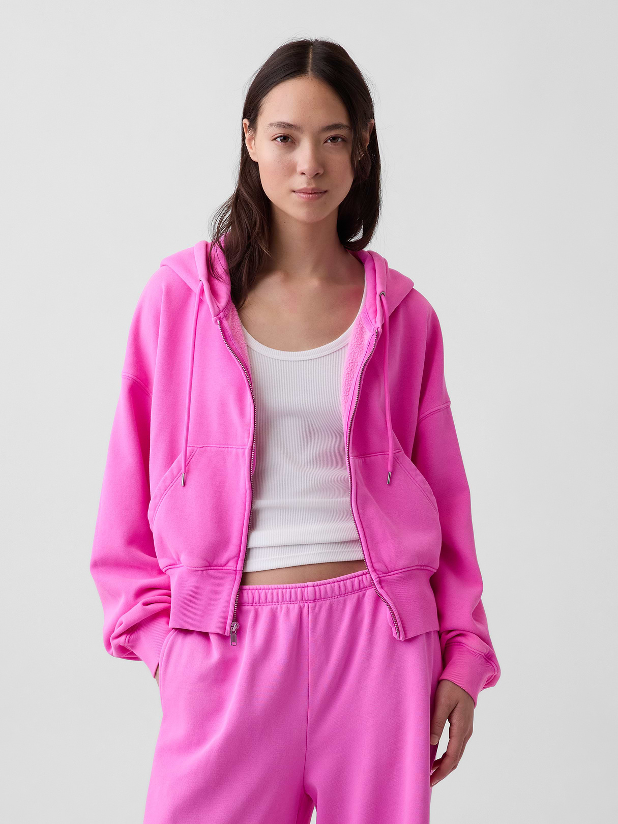 VintageSoft Wedge Zip Hoodie - Sugar plum neon pink