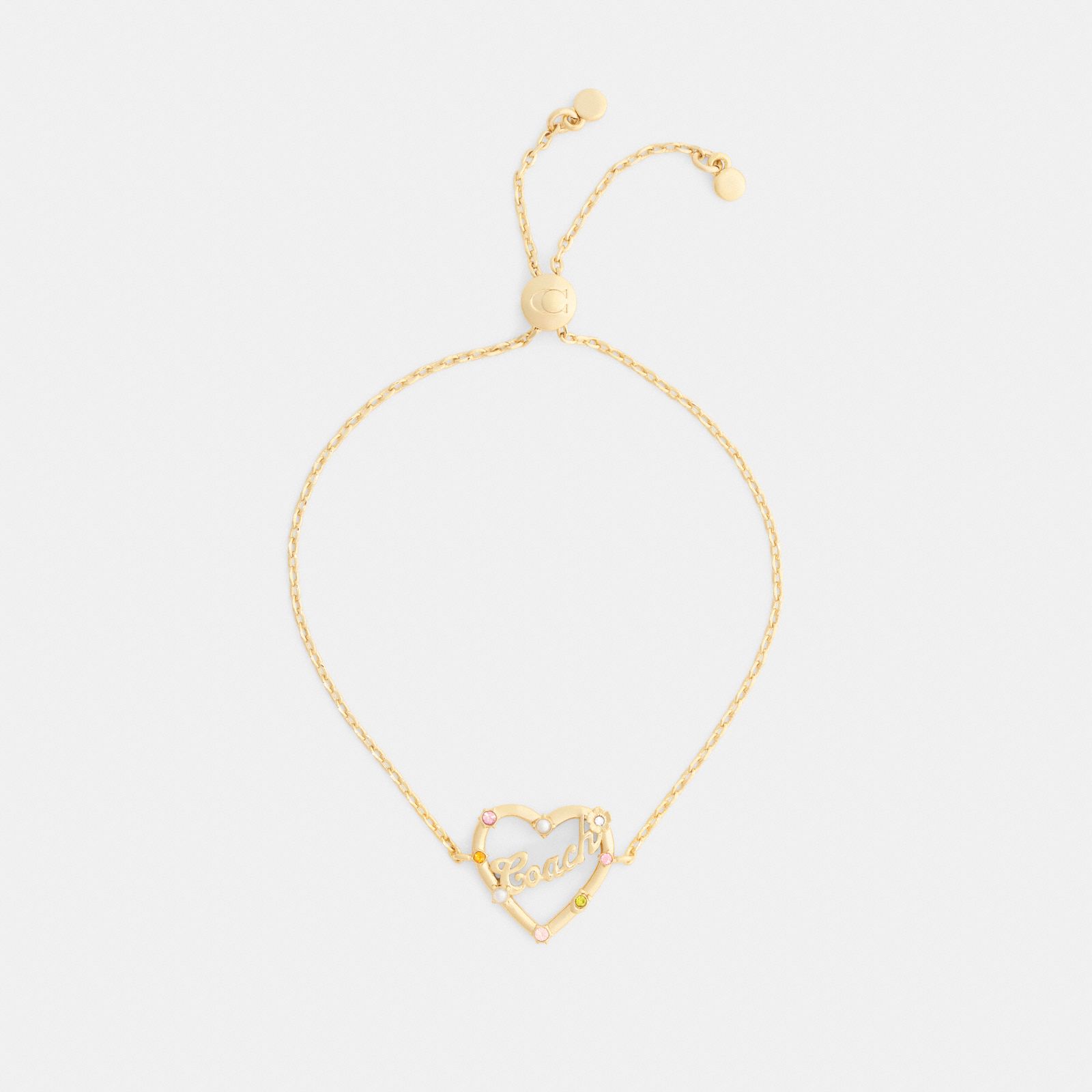 Coach Script Heart Slider Bracelet - Gold/Multi - view 2