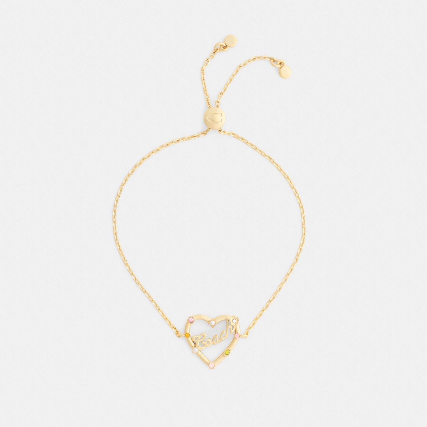 Coach Script Heart Slider Bracelet - Gold/Multi - view 2
