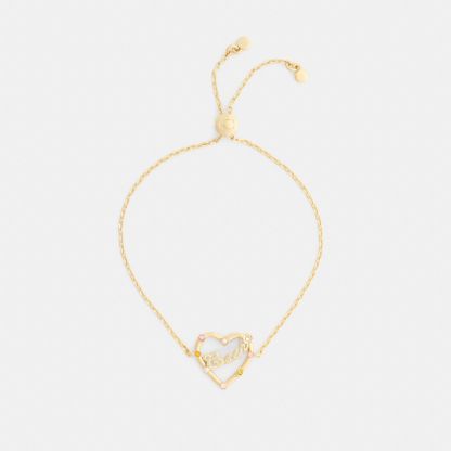 Coach Script Heart Slider Bracelet - Gold/Multi - view 2