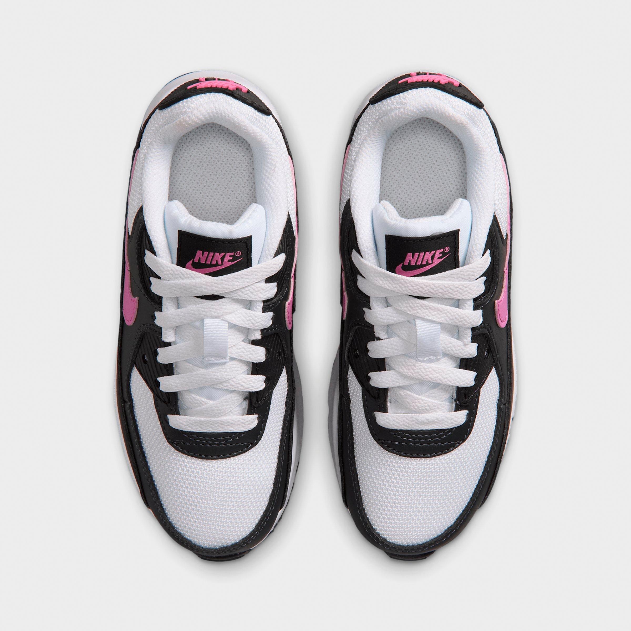 Girls' Little Kids' Nithtke Air Max 90 Casual Shoes - White/Black/Anthracite/Playful Pink - Top view