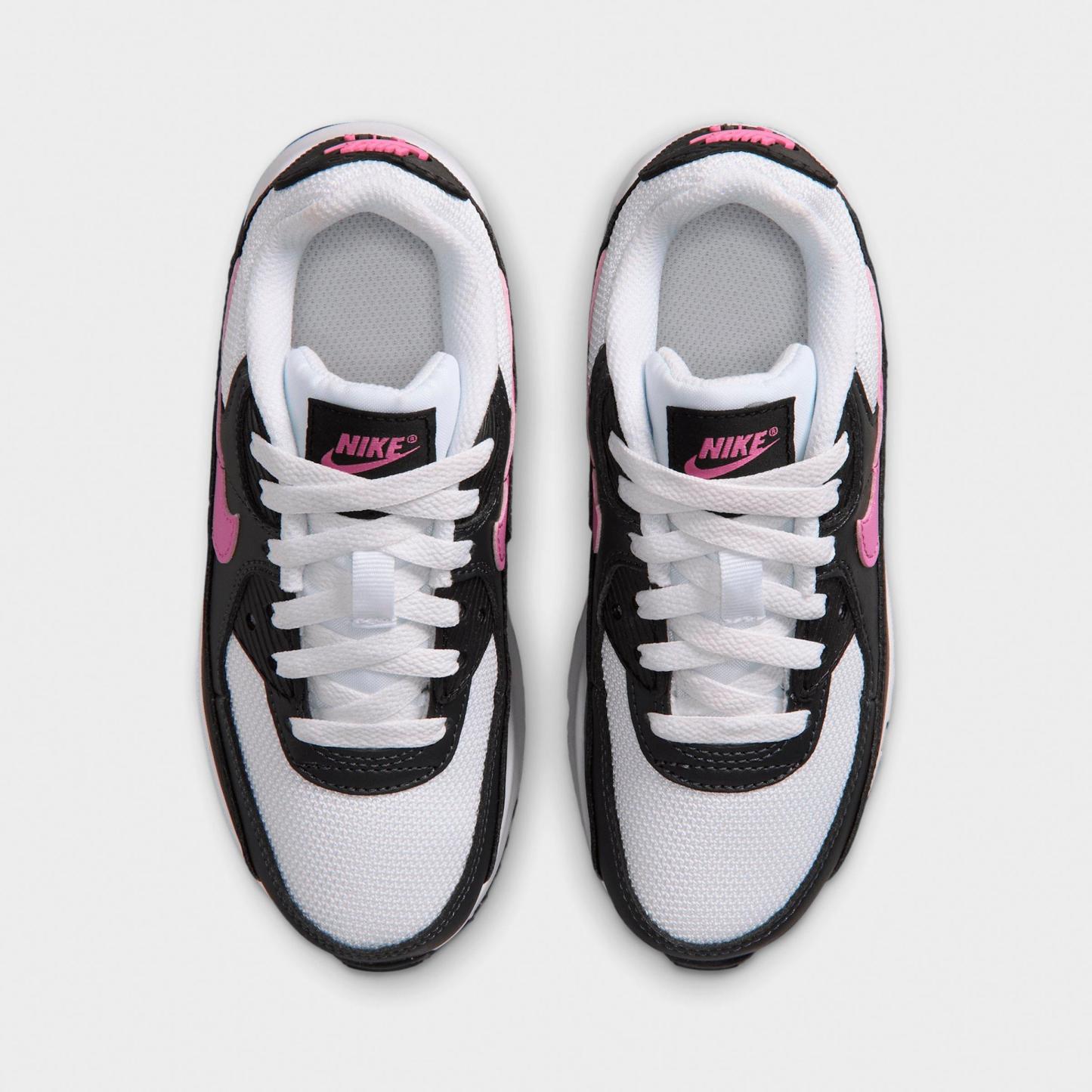 Girls' Little Kids' Nithtke Air Max 90 Casual Shoes - White/Black/Anthracite/Playful Pink - Top view