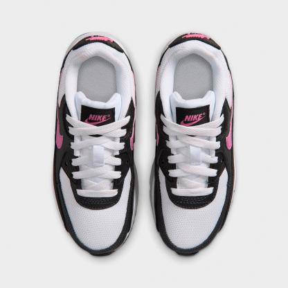 Girls' Little Kids' Nithtke Air Max 90 Casual Shoes - White/Black/Anthracite/Playful Pink - Top view