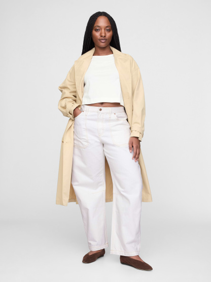 High Rise Barrel Jeans - New off white