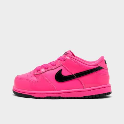 Kids' Toddler Nithtke Dunk Low Casual Shoes - Pink Blast/Pink Blast/Black - Left shoe facing left. Outside of the shoe.