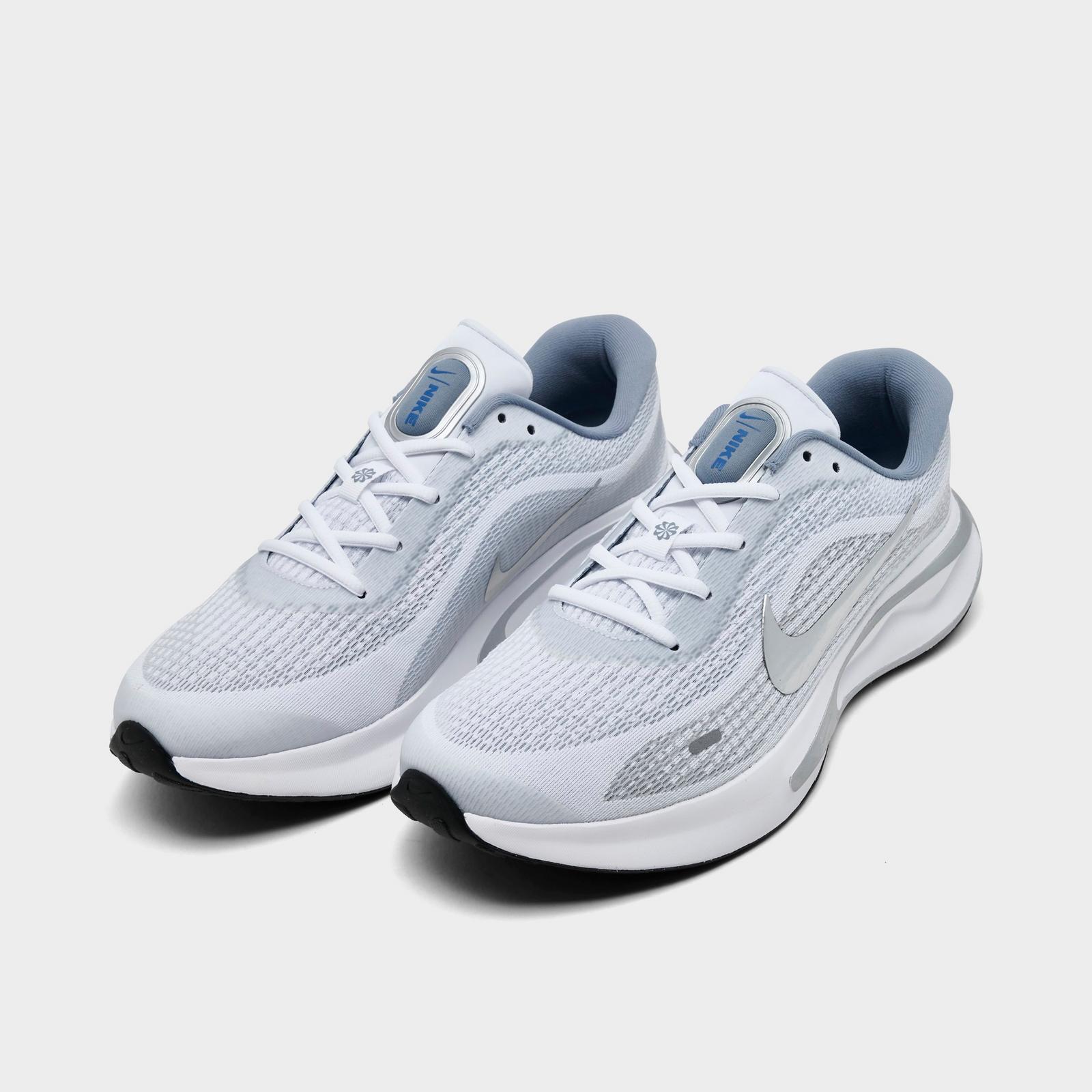 Men's Nike Journey Run Running Shoes - White/Black/Ashen Slate/Metallic Silver