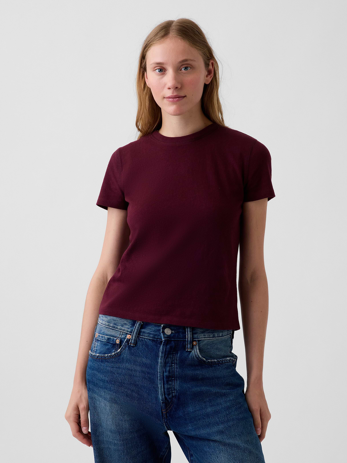 100% Cotton Authentic Shrunken T-Shirt - Noir red