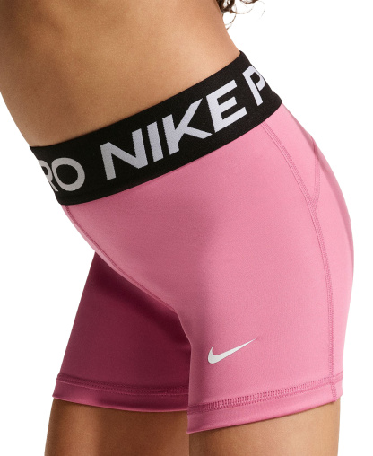 Nike Girls' 7-16 Pro Elastic Waist 3" Shorts - Peony/white