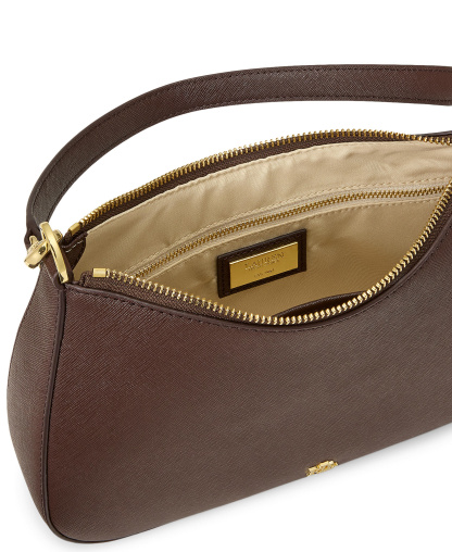 Lauren Ralph Lauren Crosshatch Leather Danni Small Shoulder Handbag - Chestnut Brown
