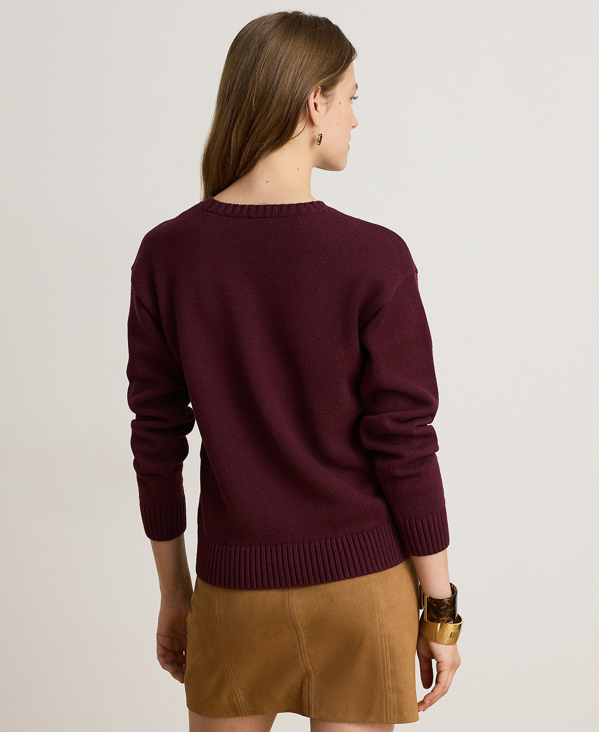 Lauren Ralph Lauren Women's Cotton Dog Sweater - Dark Garnet Multi