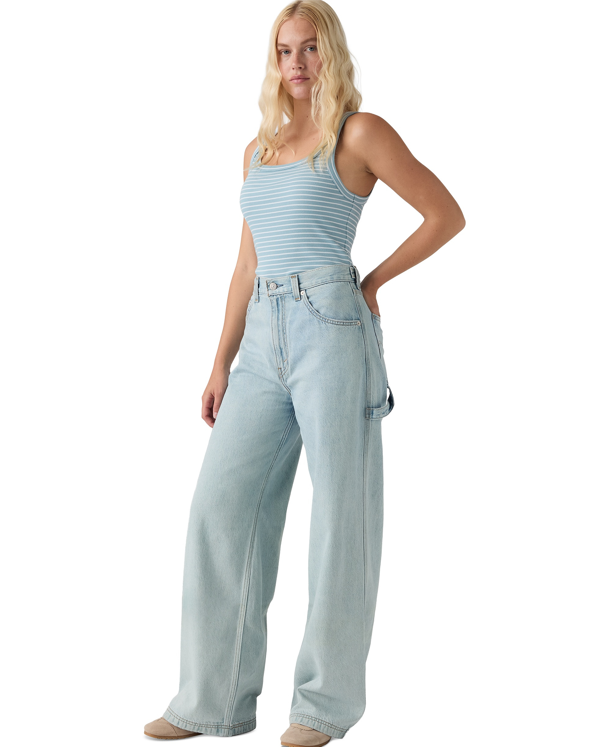 Levi's Women's Cinch-Waist Carpenter Lightweight Baggy Jeans - Abraided A